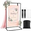 YNNHUDEEP 173 x 80 cm, porta cartello di benvenuto per matrimonio, con 4 cinghie in pelle, supporto per poster per matrimoni, supporto per cartello pubblicitario, arco per palloncini (nero)