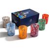 MAZZEGA ART & DESIGN - 6 Bicchieri Colorati per Acqua, Bibite e cocktail in Vetro Soffiato, Lavorati a Mano con Vetro di Murano, 395ml, h.12 cm. Made in Italy, con Scatola Regalo (6, MIX-SR)
