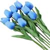 SPORTARC Bouquet di tulipani artificiali, confezione da 10, splendidi fiori di seta per decorazioni per la casa e matrimoni (33 cm blu)