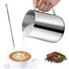 VFANDV Bricco Latte, 900ml Bricco per Latte in Acciaio Inox, Lattiera con Segno di Misurazione, Latte Art Penna, Lattiera Mucca per Cappuccino con Beccuccio Speciale, Adatto per Latte, Espresso