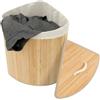 Guniata Cesto portabiancheria con coperchio, in bambù con tasca interna, capacità, per lavanderia, bagno, camera da letto (colore bambù)