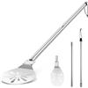 Herogo Pala per pizza, in acciaio inox perforato, da 7 pollici, rotonda, in metallo, con manico lungo in metallo rimovibile per una facile scorrevolezza, facile da pulire e conservare, 17,8 x 19,5 x
