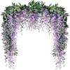 Aisawate Wisteria - Ghirlanda di fiori artificiali, 2 m, con glicine artificiale, 2 m, per matrimoni, esterni, balcone, giardino