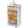 Lupia - Carrello Cucina Multifunzione Bianco WHITE LEAVES MIX, Portafrutta Ruote Piroettanti, Piano di Appoggio, tre Cestelli Estraibili in Acciaio, Legno 40X45H85 cm montato