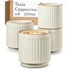 Cosumy Set 4 Tazze Cappuccino Beige - Tazzine Caffe Particolari 200 ml
