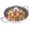 Aangeebone Padella in acciaio inox, antiaderente 32 cm, in acciaio inox 316, con coperchio in vetro, adatta a induzione per tutti i piani cottura, calore uniforme, due manici, per cucina e famiglia