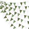 pinkblume Bandierine verde oliva da 9 m, decorazioni per feste, in tessuto verde salvia, bandierine triangolari, ghirlanda, per compleanni, matrimoni, primavera, estate, bosco, giungla, safari, baby shower,