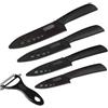 XINGXINRONG Set di coltelli in Ceramica, 4 Coltelli Ceramica e 1 Pelapatate (6'' Coltello da Cucina, 5'' Coltello Multiuso, 4'' Coltello da Frutta, 3'' Coltello di Sbucciatura) affilato e Leggero