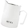 Abcsea 1 Pezzo Bricco per Latte in Acciaio Inox, Brocca di Latte, Brocca in Acciaio Inox, Montalatte Latte, Schiuma di Latte, Caffè Latte Art Penna Caffè, Stile Europeo, Bianca 350ml/12oz