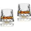 Earnmore - Bicchieri da whisky con decompressione rotabili, set di 2 Whisky Bicchieri Per Liquore, Tumbler Rum Bicchiere Vino bicchieri per scozzese(texture martellata, 160ml)