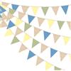 pinkblume Bandierine da 9 m, color oro champagne, blu polvere, verde salvia, giallo, decorazioni per feste, verde oliva, giallo, blu, da appendere, bandierine triangolari in carta glitterata per un compleanno