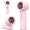 TUNISE Ventilatore portatile, ricaricabile, 4000 mAh, regolabile a 180°, mini turbo regolabile a 100 velocità, visualizzazione dell'elettricità in tempo reale, pieghevole, rosa