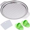 GOMETY Colino per spätzle, in acciaio inox, rotondo, per pentole (24-28 cm), facile e veloce produzione di Spätzle, grattugia multifunzionale con cucchiaio e dita isolate