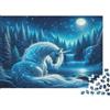 MXVCTJQH Unicorno Fantasia Foresta Notturna Puzzle 1000 Pezzi Puzzle per Adulti Carta Relax Interazione Famiglia Regalo Decorazione 70x50cm/1000pcs