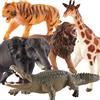LINFUN KIDS Animali Della Giungla Realistico Jumbo Animali per 3+ Bambini | con Coccodrillo,Elefante,Leone,Giraffa e Tigre Statuette Giocattolo Zoo Dai Giochi Educativo Regalo 5 Pezzi