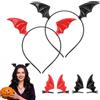 YCDKK 4 cerchietti per Halloween con orecchie di pipistrello rosso e nero, accessori per Halloween, 2 set di accessori per capelli di Halloween, cerchietti per capelli da donna con orecchie di