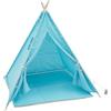 Deinungen Piccola tenda da 120 x 120 x 140 cm, spaziosa tenda triangolare per interni, telaio in legno e tappetino, casetta da gioco pieghevole o angolo di lettura (blu)