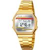 SKMEI Orologi digitali da uomo, impermeabili, classici, orologi da polso per donne, alla moda, in acciaio inox, orologi sportivi, 2514-Oro