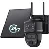 SHIWOJIA 24/7 Registrazione AOV Telecamera 4G da Esterno, Doppio Obiettivo, Allarmi PIR, Auto Tracking, Audio Bidirezionale, Tracciamento Automatico, IP66