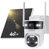 SHIWOJIA Telecamera con SIM Esterno Solar, 2K 4MP 360° PTZ 2K 4MP Telecamera di Sorveglianza con Doppio Obiettivo e Doppio Schermo,15X Zoom, Night Visione, Audio a 2 vie, Rilevamento del Movimento