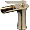 Beelee BL9009G Rubinetto Bagno Lavabo, Moderno Cascata Rubinetto in ottone, Miscelatore Monocomando Rubinetto, Oro Lucido
