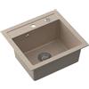 QUADRON Lavello da cucina in granito | dimensioni 47 x 50 x 18,5 cm, beige | Lavello JOHNNY 110 in granito Lavello a vasca singola | Lavello da incasso con foro per rubinetto