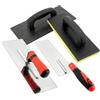 QWORK® Set 4 pezzi per lavori di intonacatura, frattazzo in plastica per calcestruzzo, frattone inox, frattazzo inox 300x120 mm e frattazzo in gomma spugna