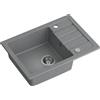 QUADRON Lavello da Cucina in Granito a vasca singola, dimensioni 62 x 44 x 17,5, colore: grigio, JERRY 111 Lavello a vasca singola, Lavello in Granito, con sifone e scarico manuale