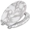 Virtime Tavoletta WC Universale in MDF Effetto Legno con Coperchio, Cerniere in Metallo Cromato, Sedile Water Elegante e Resistente, 34 x 42 x 4 cm, (Effetto Marmo Chiaro)