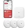 X-Sense Rilevatori d'Acqua Wi-Fi con Batterie, Sensori Allagamento IP66 con Allarme Regolabile fino a 110 dB, Sensore di Livello per Cucine, Bagni e Cantine, 3 Rilevatori e 1 Stazione Base, SWS54