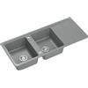 QUADRON NEAL 121 Lavello da cucina in granito, dimensioni: 116 x 50 x 20,5 cm, colore: grigio, lavello da cucina a vasca singola, lavello da cucina a 2 vasche, lavello a 2 vasche con sifone manuale