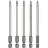 QUARKZMAN 5Pcs T20 Punta A Stella Torx Con Attacco Esagonale 1/4 Asta Da 4 (100mm) Lunga Punta Magnetica Senza Foro Anti-Manomissione A 6 Punte Cacciavite A Stella Per Trapano In.