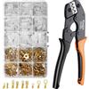 Preciva Capicorda Elettrici a Crimpare, Pinza Crimpatrice 0,5-2,5 mm² con Kit Terminali Elettrici in Ottone, Capicorda Isolati e Non Isolati, per Cavi Auto Moto Elettricista