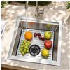 JUNFUNNLE Lavello da cucina in acciaio inox, grande lavello da incasso, 1 lavello, lavello da cucina con griglia in acciaio inox, griglia di sgocciolamento, scarico e kit troppopieno (argento-G, 45 x