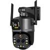 EDEDE Telecamera Wi-Fi Esterno, Telecamera 8K for esterni Zoom 20X Telecamera di sicurezza a doppio schermo a quattro lenti PTZ Monitor CCTV Telecamera di sorveglianza con tracciamento automatico per la sic