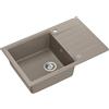 QUADRON Lavello da cucina in granito PETER 111 GraniteQ, lavello da incasso a 1 vasca in 78 x 50 x 20 cm, soft taupe, lavello in granito con sifone e coperchio, vasca singola con sgocciolatoio