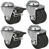 CASTOR Rotelle di mobili 2 pollici 50mm Collo vuoto ruote piroettanti Foro del bullone M10 Doppie ruote con freno Nylon Robusto 300kg Silenzioso perno universale Carrello tavolo sedia culla Mensola 4 pcs