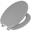 Virtime Tavoletta WC Universale in MDF Effetto Legno con Coperchio, Cerniere in Metallo Cromato, Sedile Water Elegante e Resistente, 34 x 42 x 4 cm, (Grigio)
