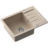 QUADRON Lavello da cucina in granito | dimensioni 44 x 60 x 18,5 cm, beige e acciaio | Lavello JOHNNY 116 in granito Lavello a vasca singola | Lavello da incasso con foro per rubinetto