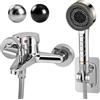 Eozakavod Rubinetto per Vasca da Bagno con Doccetta 4 Modalità Miscelatore Vasca da Bagno Miscelatore Doccia Monocomando Rubinetto Doccia per Vasca a Parete con Supporto e 1,5M Flessibile (Argento Set-R)