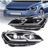 VLAND Fari anteriori per GOLF 7 VII MK7 2012-2017 [non per GTI/GTD/R/Golf 7.5], con indicatore sequenziale, adatto solo per la versione alogena (Banda argentata)