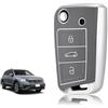 TOOMUME Cover Chiave Silicone, Custodia Chiave Adatto per VW Volkswagen Golf 7 Polo Tiguan Taigo Seat Leon Ibiza Skoda Octavia Superb Fabia, Copri Chiavi Bordo Oro & Argento Texture Pelle