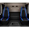 Generisch Premium Coprisedili Adatti Per Volvo FH Euro 6 1+1 Camion Nero con Pelle Blu Alcantara Conformi Coprisedili