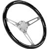 BONKZEBU Ftetta di Sterzo Classico Volante in Legno Volante Vintage Volante Universale 380 Mm 15 Pollici 15 Pollici Cromata a 3 Raggi Placcata per Modifiche Automobilistiche in Stile (Nero)