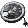 Fydun Faro LED 7 Pollici Moto, 12V Faro Anteriore Universale, Luce Bianca, Modello Testa di Teschio, 6000K Faro Angel Eye Rotondo LED Moto Completo Impermeabile con Spina H3 per Uso Esterno