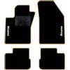 QUEMAR Tappetini Auto/Sagoma per ogni auto, Bordo Beige, 2 Ricami | Kit Tappeti Moquette e Gomma su Misura / Set 2 Anteriori + 2 Posteriori / Ricami e Colori Personalizzati / Antiscivolo