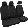 Auto Accessori Lupex Coprisedili Furgone 3 Posti Universali - Set Sedili Anteriori 2+1 con Zip per Cinture e Bracciolo (Nero, Set Poliestere)