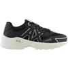 Armani Exchange A|X Women's Speed, Mesh And Gold Details, Sneaker, Black + Pale Gold, 39.5