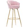 MAURO FERRETTI Sgabello Bar Vienna Rosa e Oro in Velluto e Metallo - Design a Petalo - Dimensioni 55x53x110 cm - Stile Glam per Arredo Interni Contemporaneo