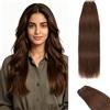TESS Extension Tessitura Capelli Veri Matassa Lisci per Donna 100g Fascia Unica senza Clip da Cucire 40cm #4R Marrone Medio